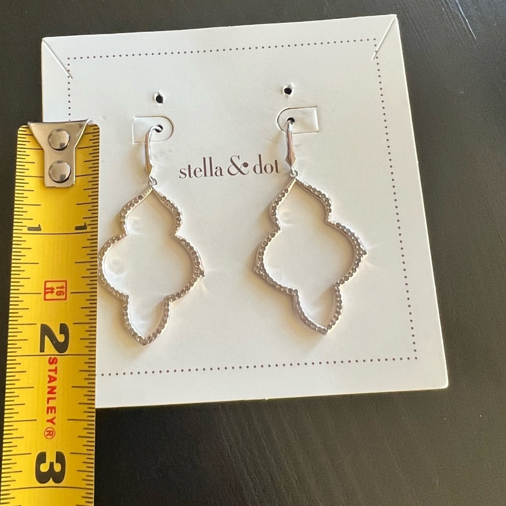 Stella and dot silver earrings open pave arabesque dangle earrings - NWT - Picture 6 of 6